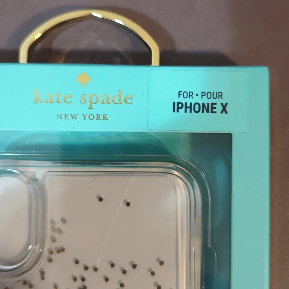 Kate Spade IPhone X Case Liquid Glitter Champagne Bottles and Glasses NWT